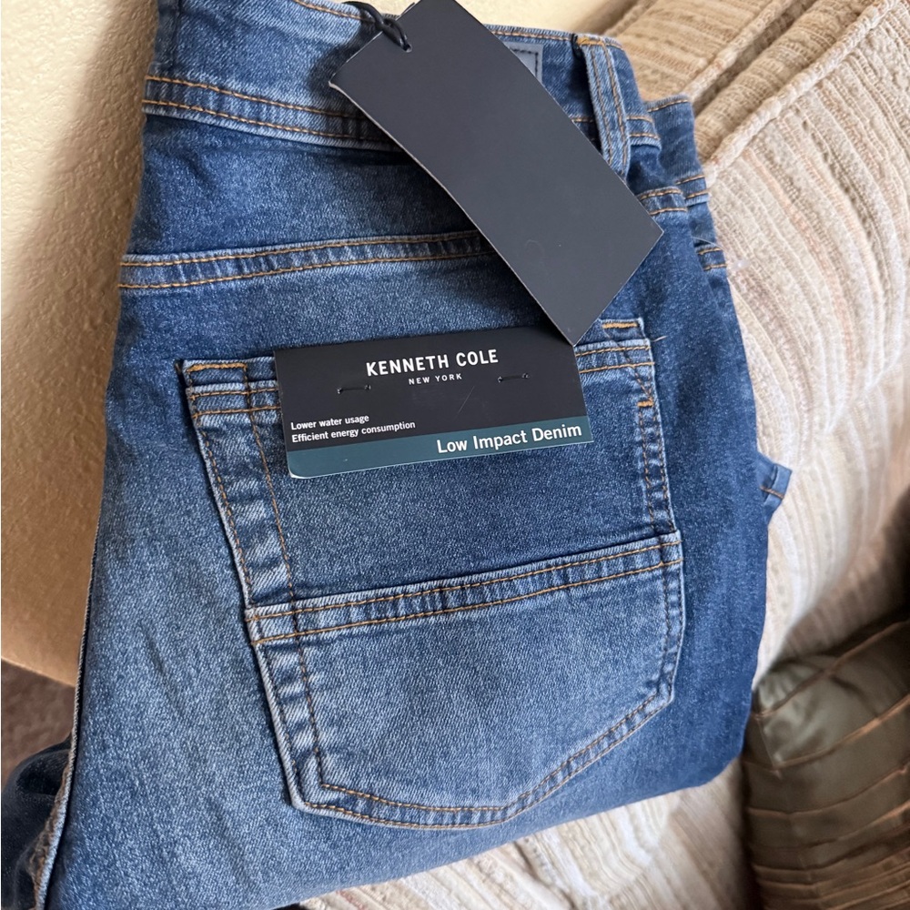 Kenneth Cole Men's Blue Slim Straight Jeans